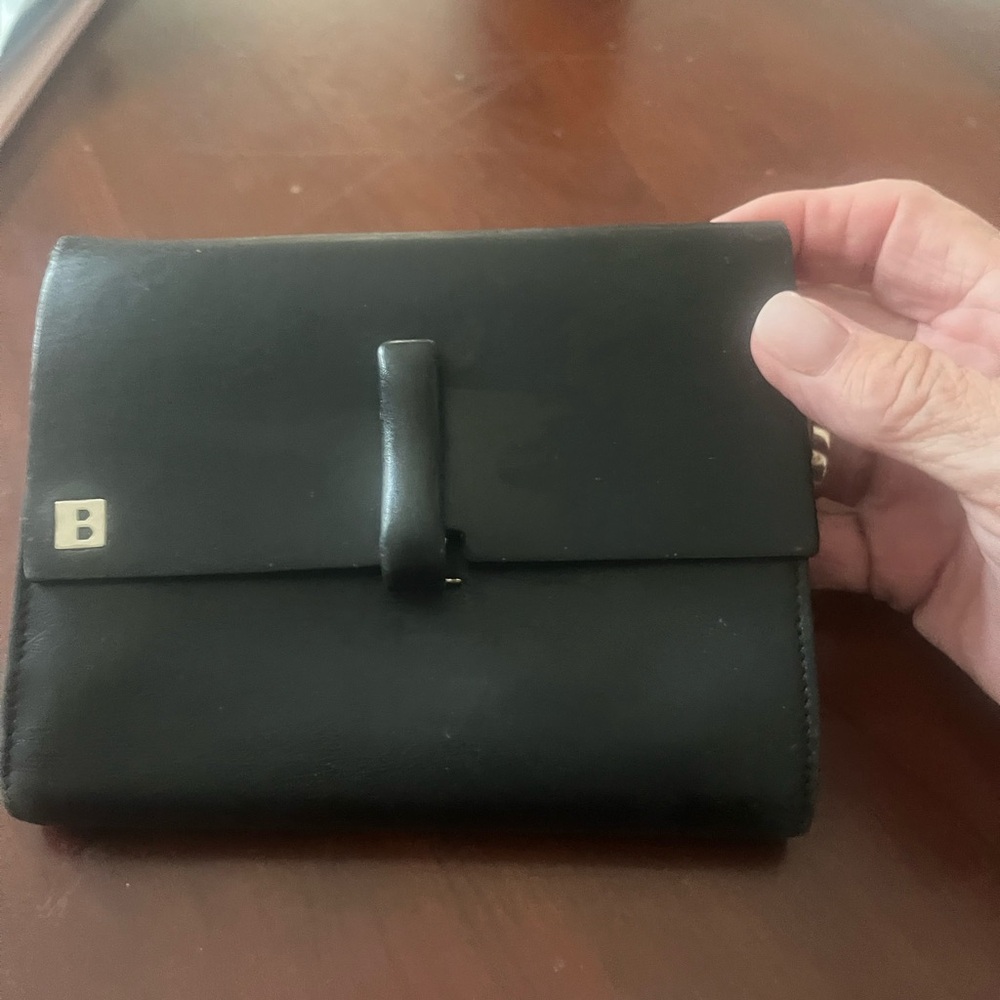 Bally Black Leather Wallet w/ Red Interior